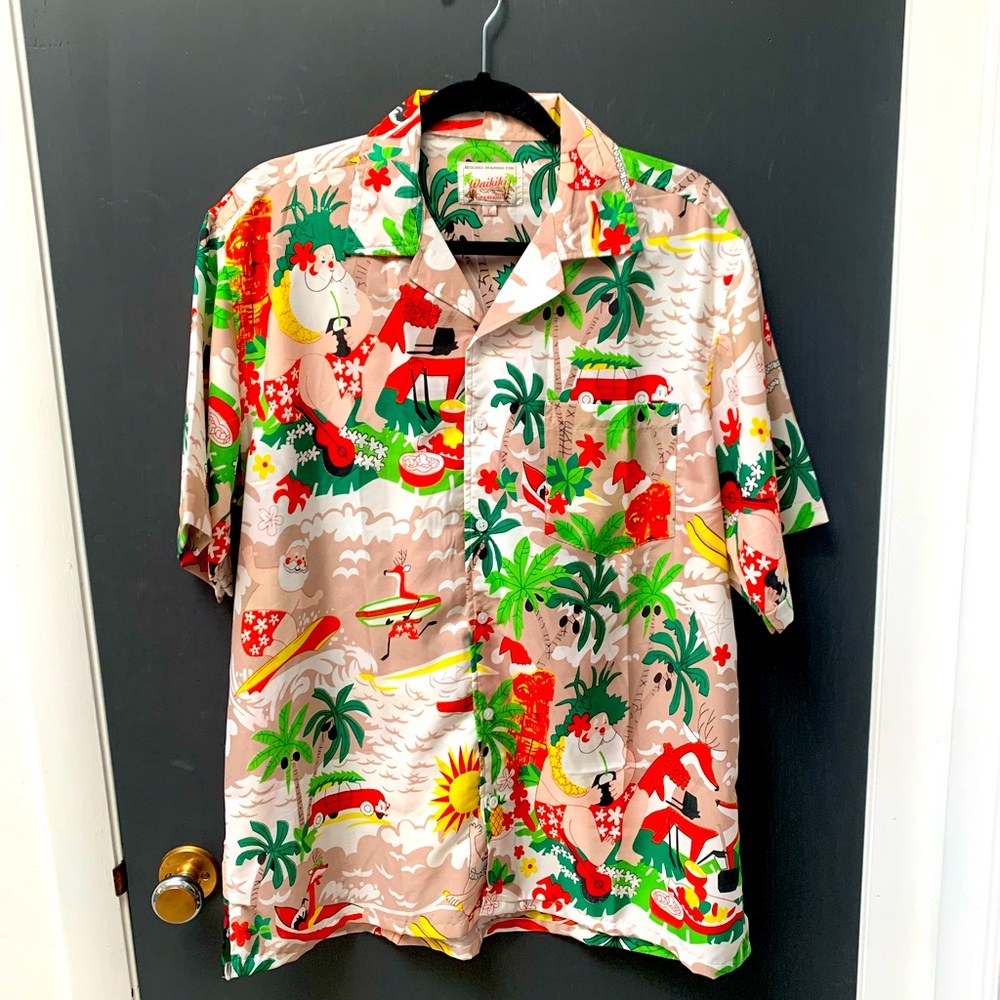 Vintage Waikiki Creations Christmas Hawaiian Shirt Size L